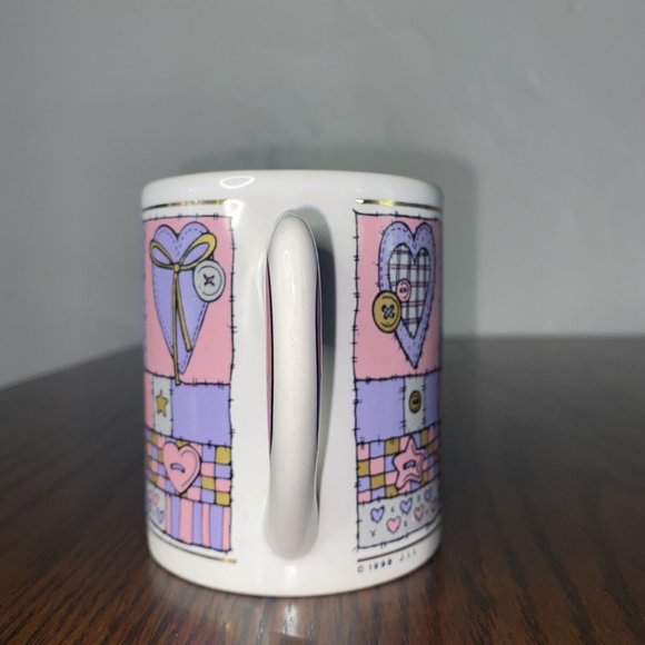 VINTAGE HEART PATCHWORK COFFEE MUG - Picture 4 of 6